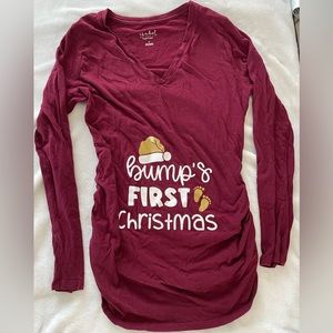 Maternity long sleeve t-shirt “bumps first Christmas”